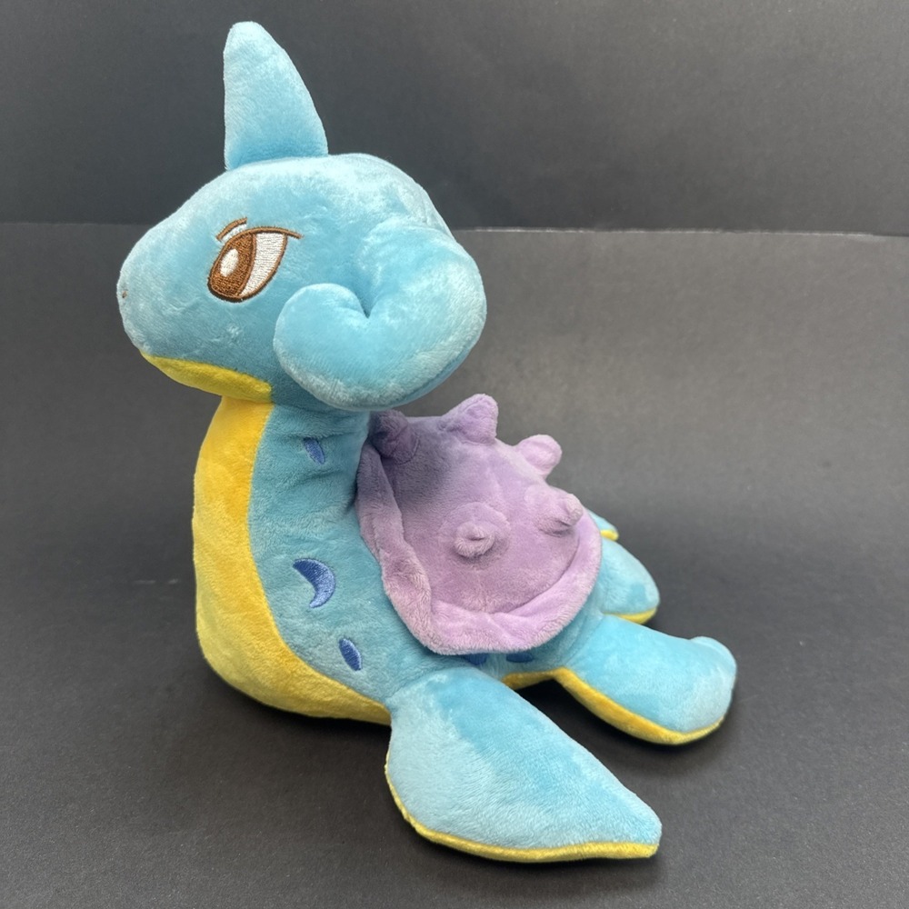Pokemon 12'' Lapras Color Blue‎ Yellow And Light Purple Plush Embroidered EUC